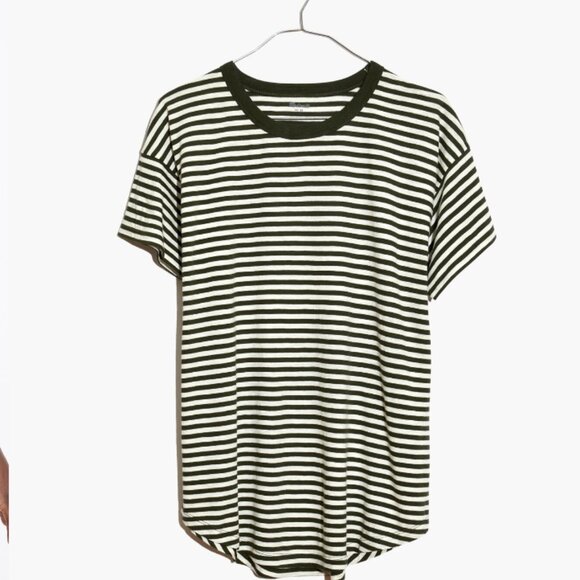 Madewell Whisper Cotton Rib-Crewneck Tee in Damien Stripe - Picture 2 of 6